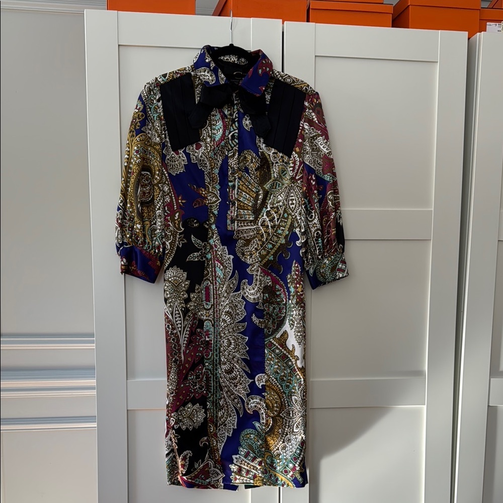 Roberto Cavalli Multicolor Paisley Long Sleeve midi Dress 44 Womens etro style